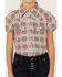 Image #3 - Shyanne Girls' Dobby Teton Plaid Print Short Sleeve Pearl Snap Western Shirt , Brick Red, hi-res