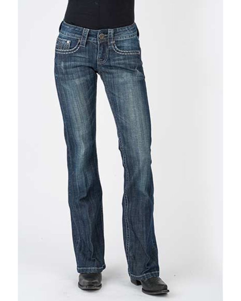 Stetson Women's 816 Dark Wash Deco Bootcut Jeans , Blue, hi-res