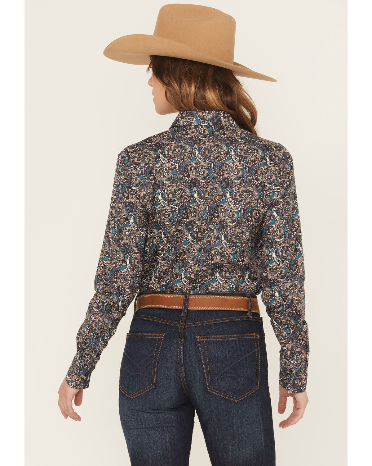 Image #4 - Cinch Women's Floral Paisley Print Long Sleeve Button-Down Western Shirt, Multi, hi-res