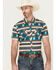 Image #1 - Rock & Roll Denim Men's Southwestern Striped Short Sleeve Snap Stretch Western Shirt, Turquoise, hi-res