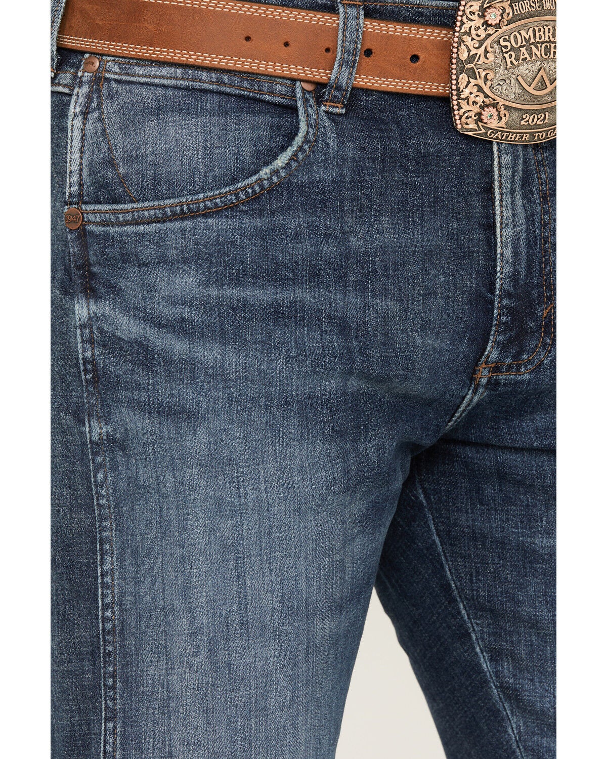 Image #2 - Wrangler Retro Men's 88MWP Enerjean Dark Wash Slim Straight Stretch Premium Green Jeans, , hi-res