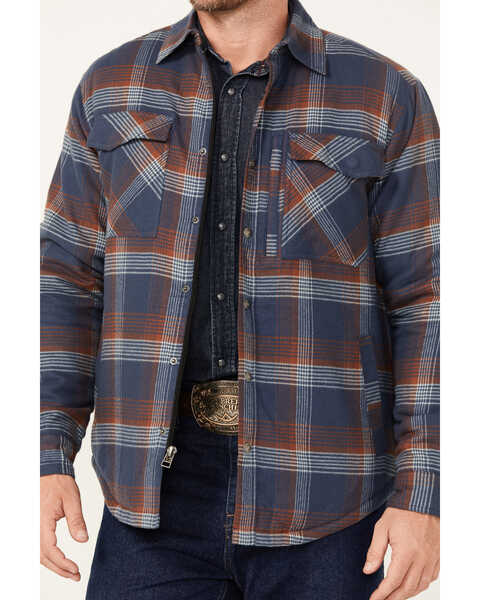 Image #3 - Dakota Grizzly Men's Quilted Tobias Ripstop Plaid Print Long Sleeve Snap Flannel Jacket, Navy, hi-res