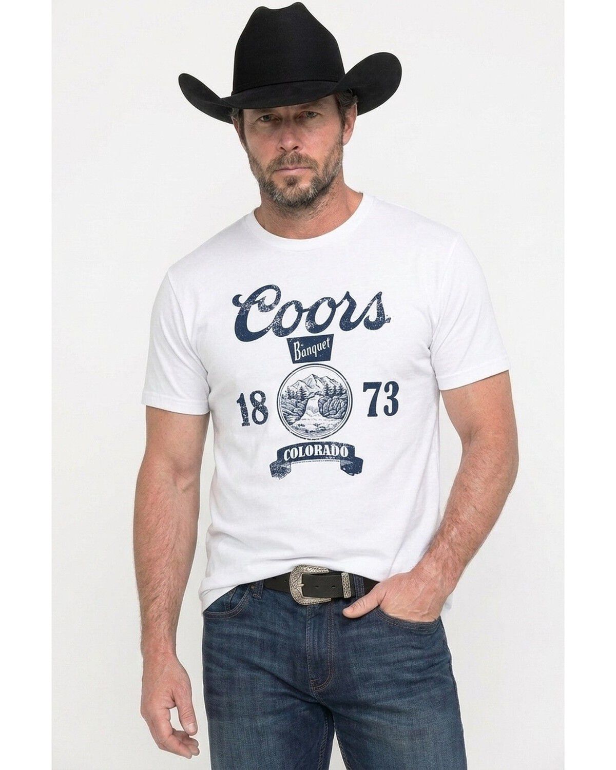 Image #1 - Coors Men's Golden Colorado Logo Short Sleeve Graphic T-Shirt, White, hi-res