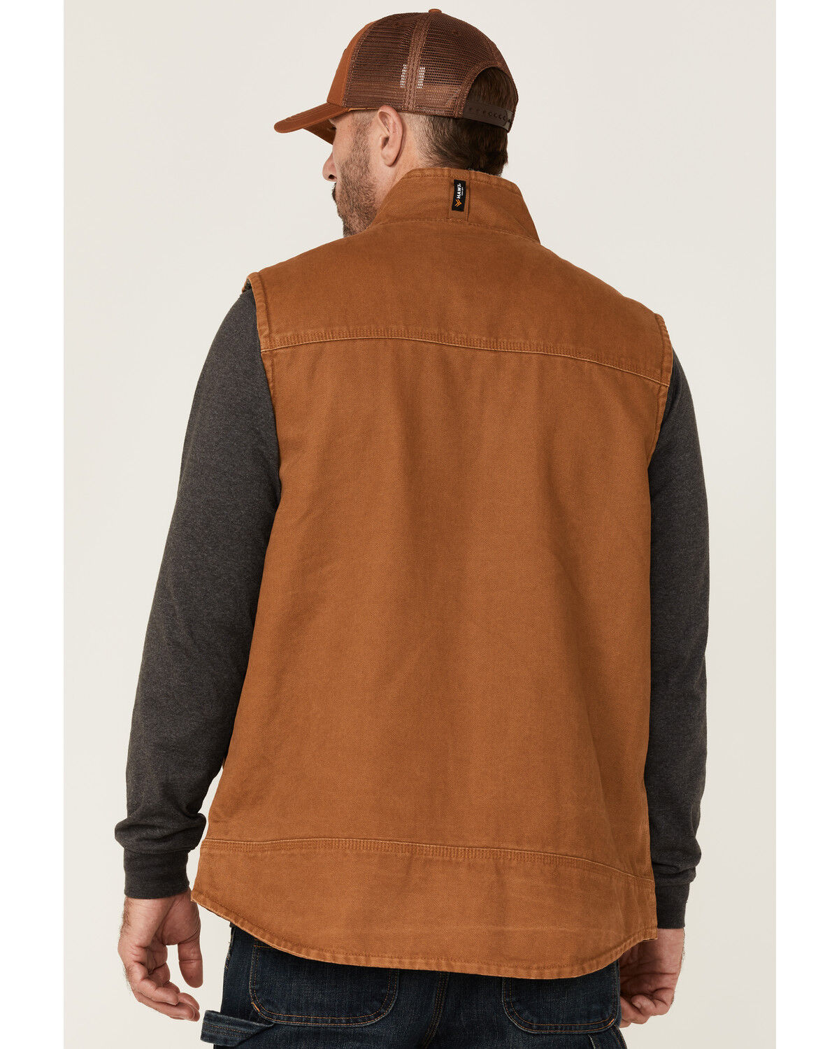 Image #4 - Hawx Men's Rust Copper Browder Weathered Duck Zip-Front Insulated Work Vest, Rust Copper, hi-res