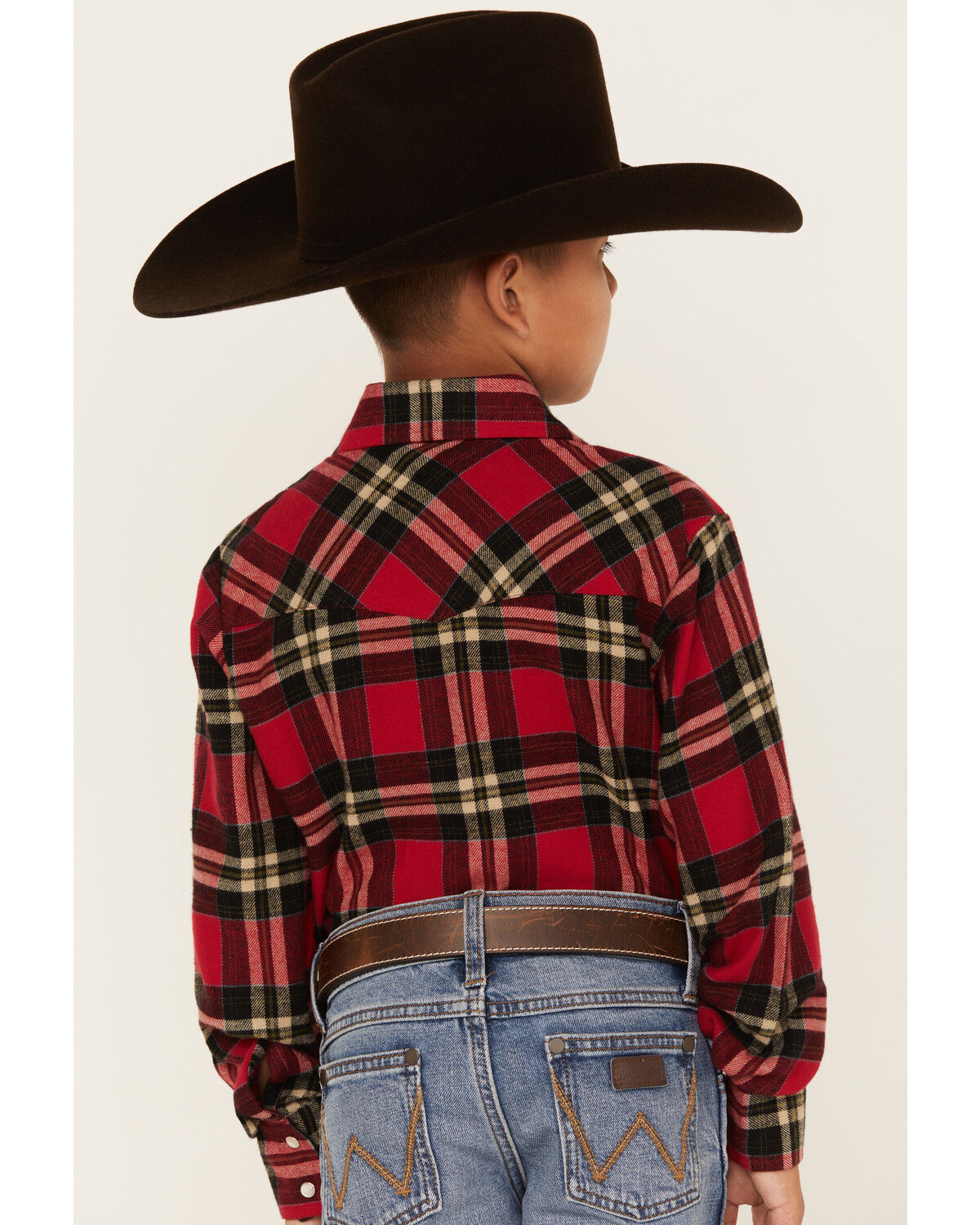 Image #4 - Ely Walker Boys' Plaid Print Long Sleeve Pearl Snap Western Shirt, , hi-res