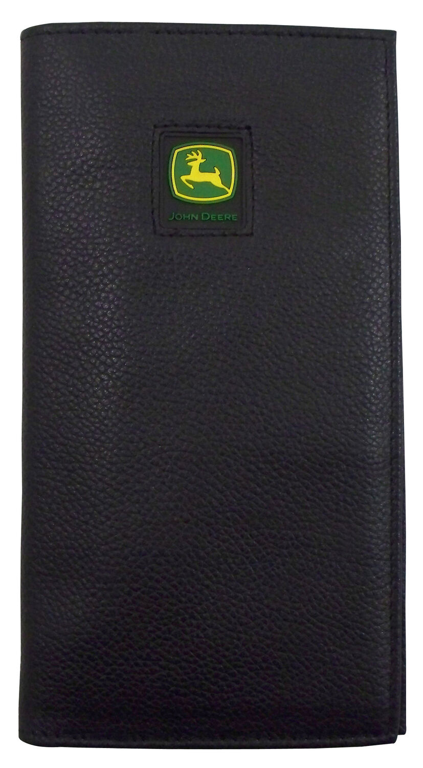Image #1 - John Deere Pebble Grain Checkbook Wallet, Black, hi-res