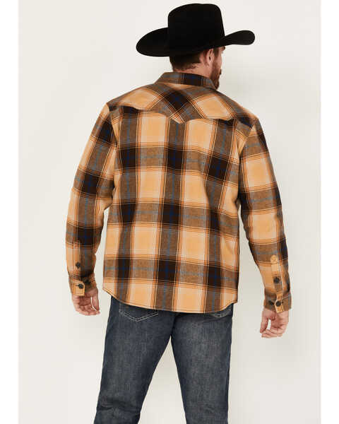 Image #4 - Cody James Men's Plaid Print Long Sleeve Button-Down Shirt Jacket, Tan, hi-res