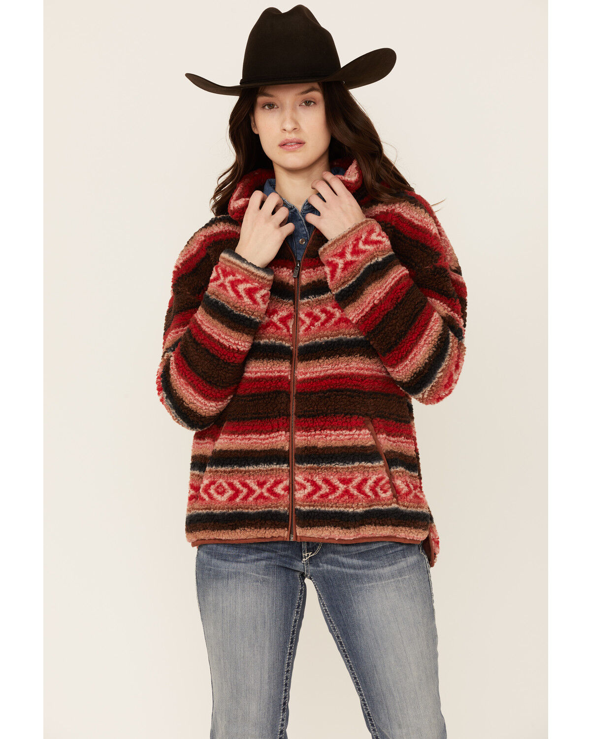 Image #1 - Cruel Girl Women's Southwestern Print High-Pile Zip-Front Fleece Jacket, , hi-res