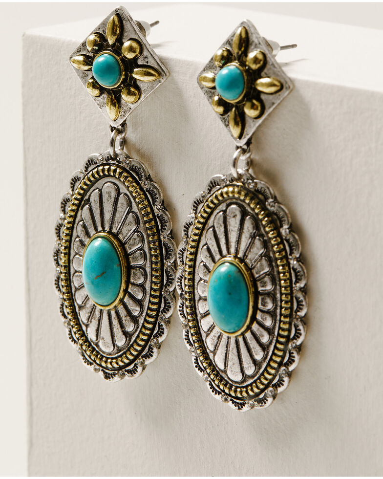 Shyanne Women's Wild Blossom Turquoise Concho Earrings, Multi, hi-res