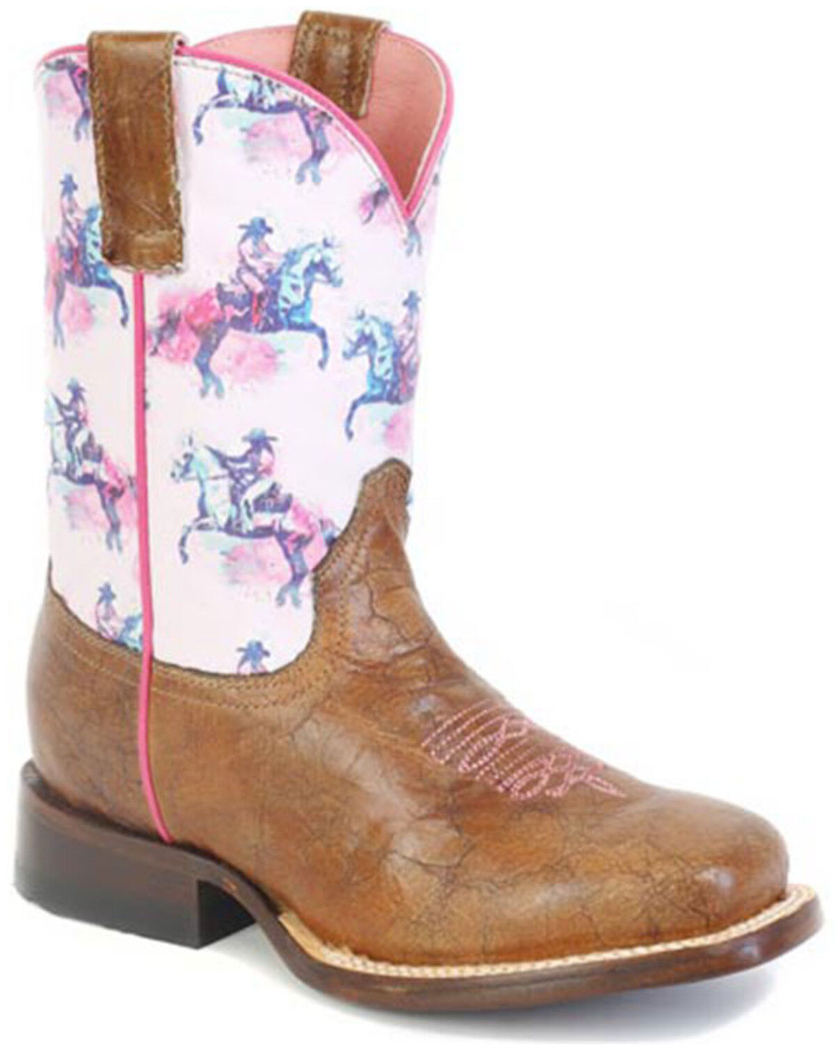 Image #1 - Roper Girls' Ryder Western Boots - Broad Square Toe, Brown, hi-res