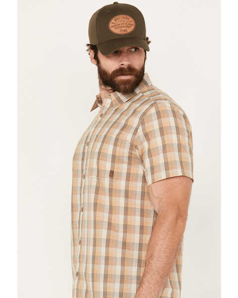 Image #2 - Cody James Men's Anderson Plaid Print Short Sleeve Button-Down Western Shirt, Tan, hi-res