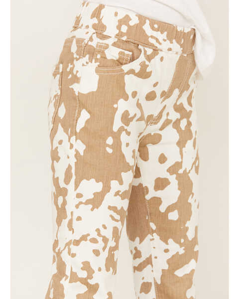 Image #2 - Saint & Hearts Girls' Cowhide Print Pull On Flare Pants, Taupe, hi-res