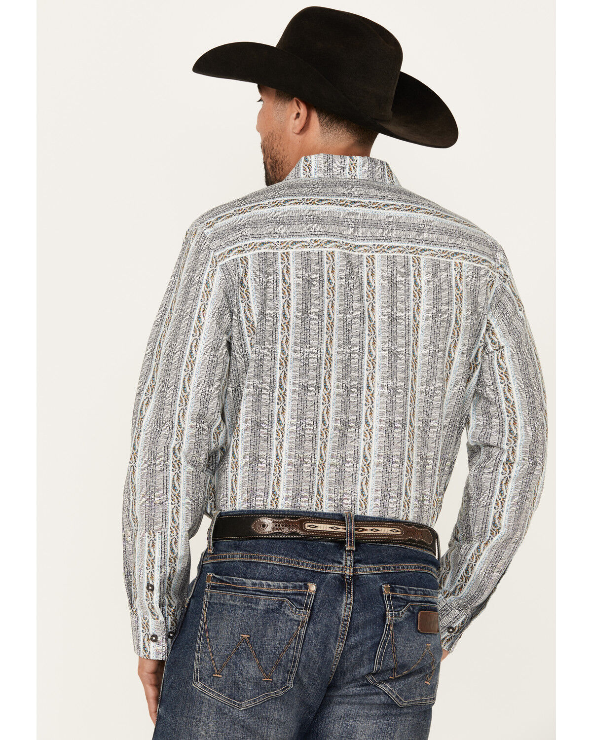 Image #4 - Gibson Trading Co Men's Rough Road Striped Print Long Sleeve Button-Down Western Shirt, White, hi-res