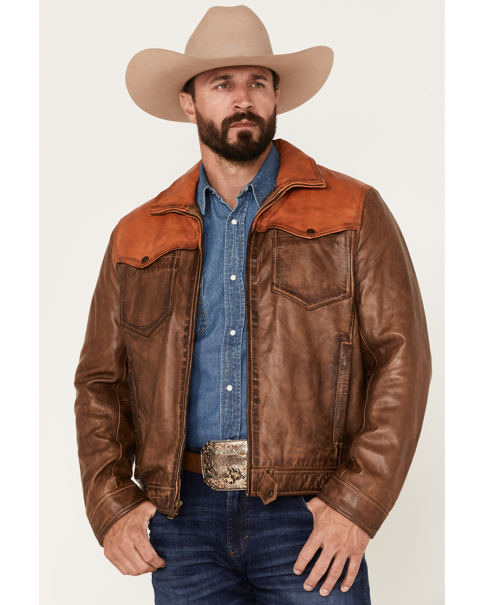 Color block leather jacket 2025