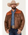 Image #1 - Scully Men's Color Block Leather Jacket, Tan, hi-res