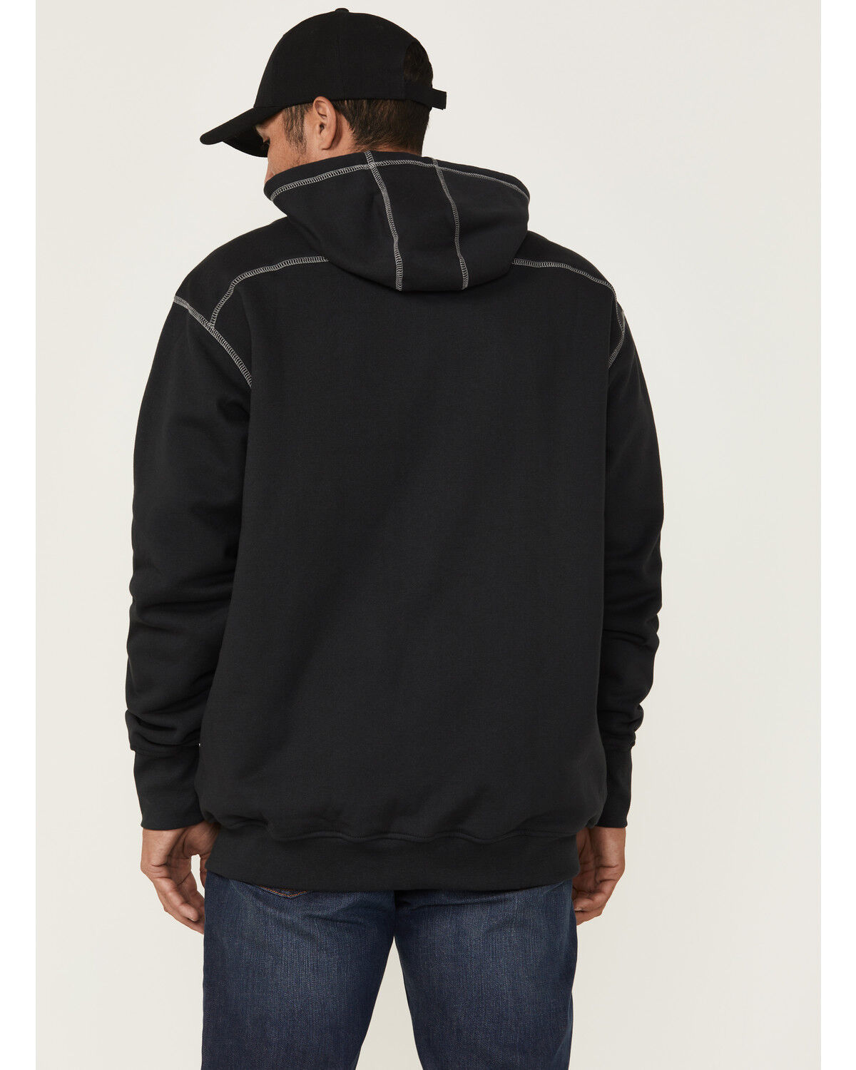 Image #4 - Forge Workwear Men's FR Solid Contrast Stitch Zip Hooded Jacket, Navy, hi-res