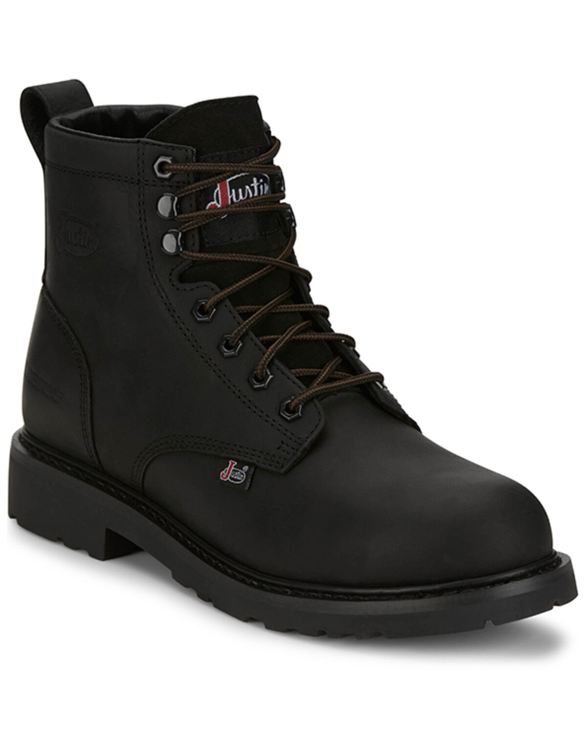 Image #1 - Justin Men's Dayworker Lace-Up Work Boots - Steel Toe, Black, hi-res