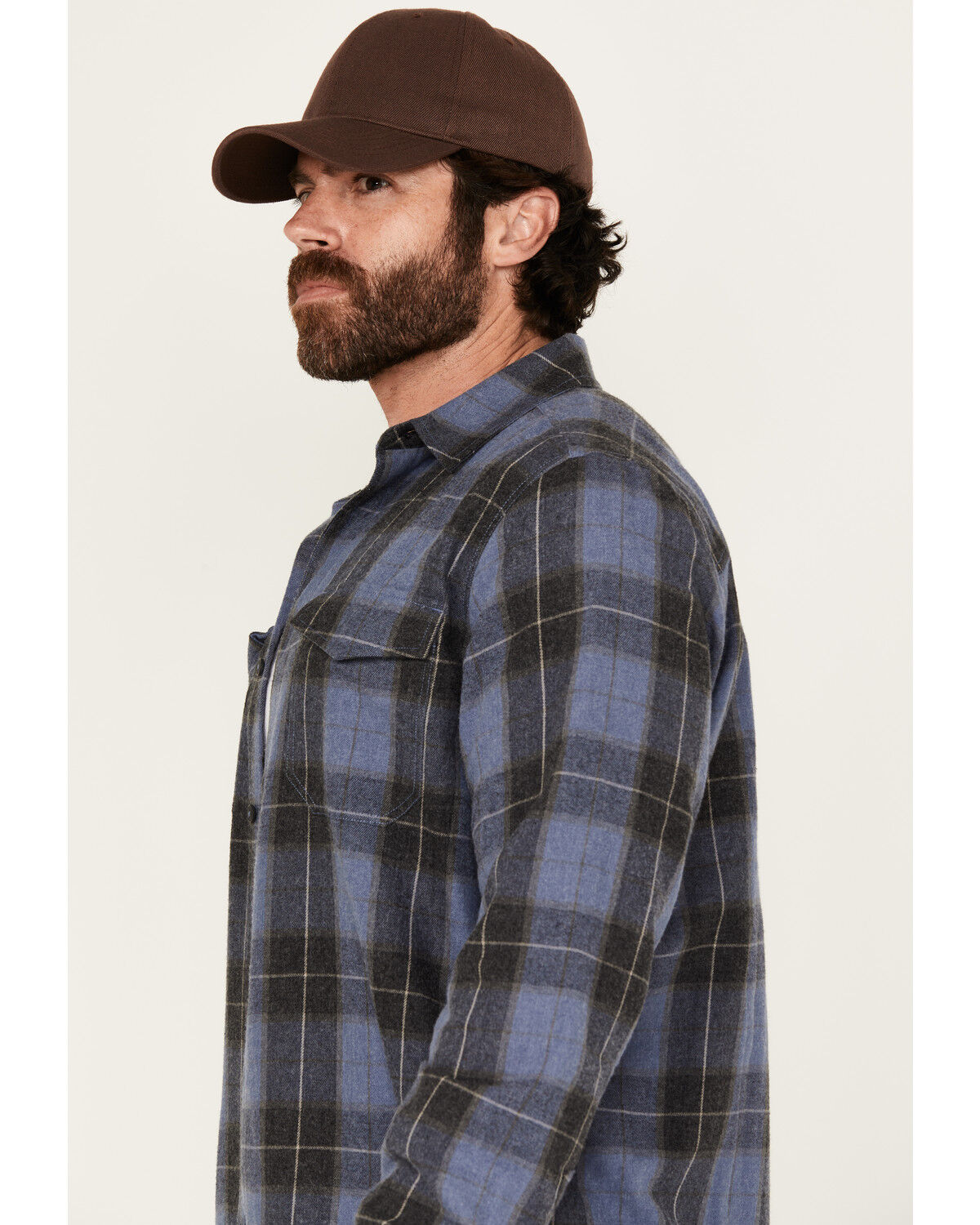 Image #2 - Brothers and Sons Men's Bronson Plaid Print Long Sleeve Button-Down Flannel Shirt, Indigo, hi-res