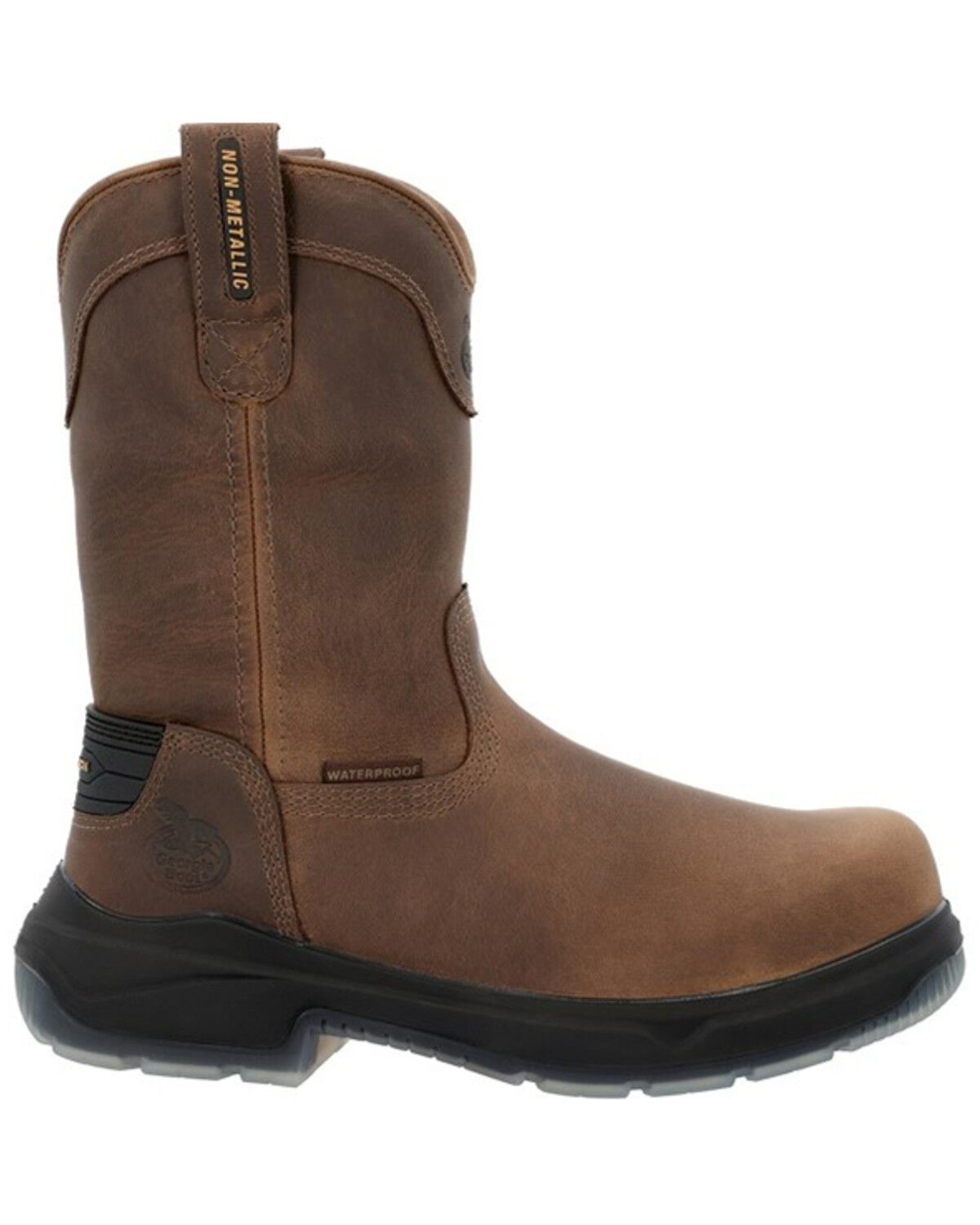 Image #2 - Georgia Men's Flxpoint Ultra Waterproof Wellington Pull On Work Boot - Composite Toe, Black/brown, hi-res
