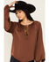 Image #2 - Shyanne Women's Washed Satin Tunic Blouse , Medium Brown, hi-res