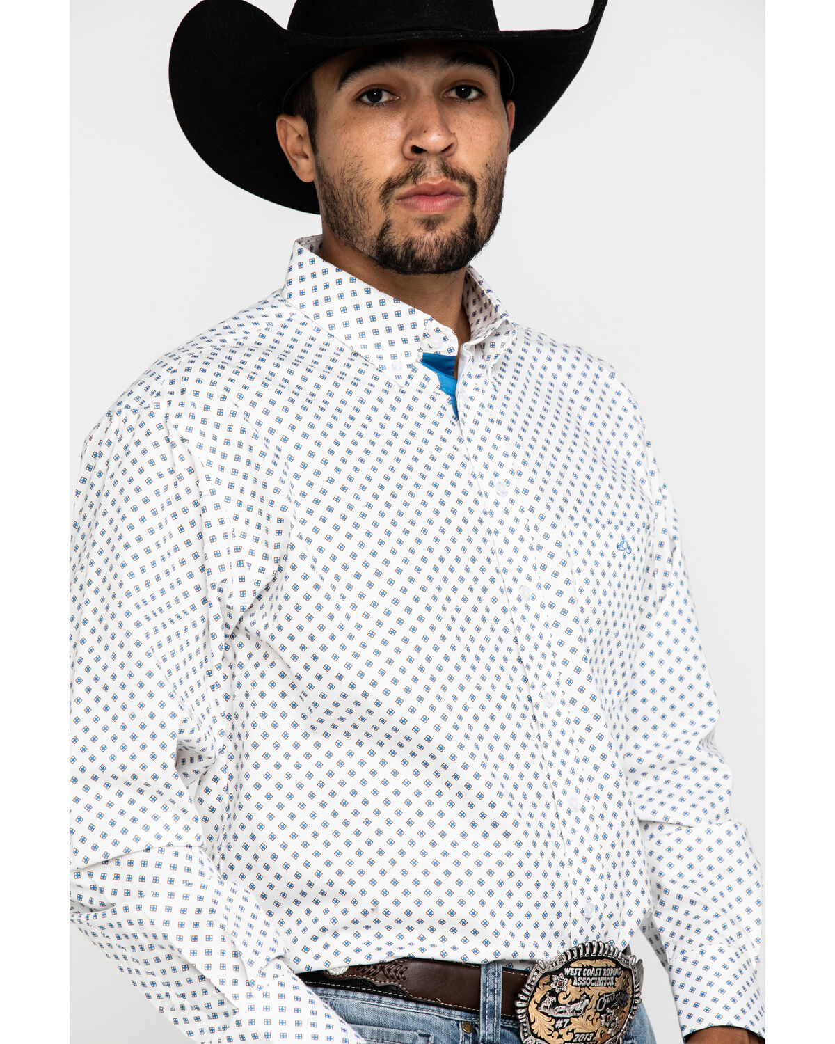 Image #5 - Resistol Men's White Stuart Geo Print Long Sleeve Western Shirt, White, hi-res