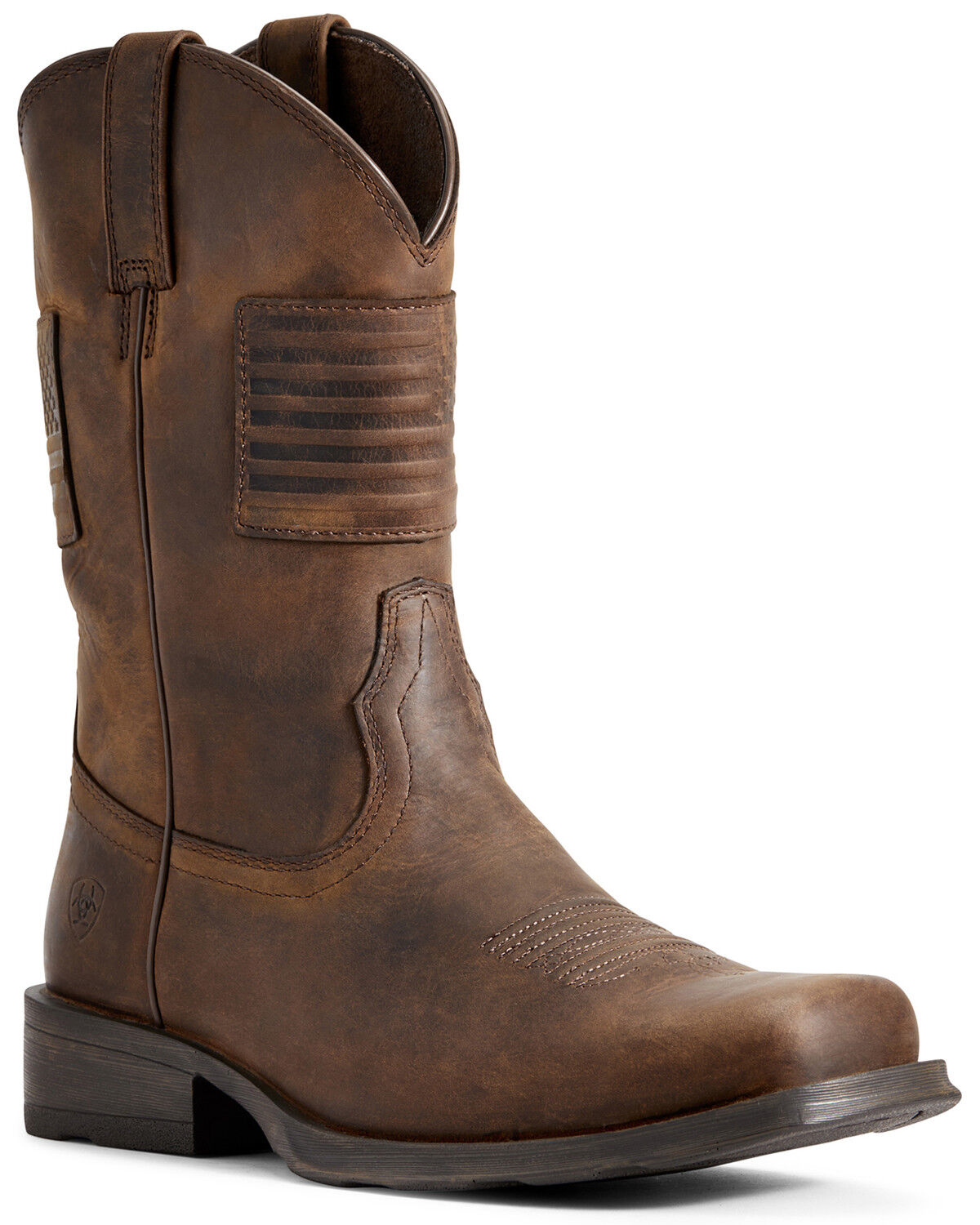 Image #1 - Ariat Men’s Rambler Patriot Distressed Western Performance Boots – Square Toe, Distressed Brown, hi-res