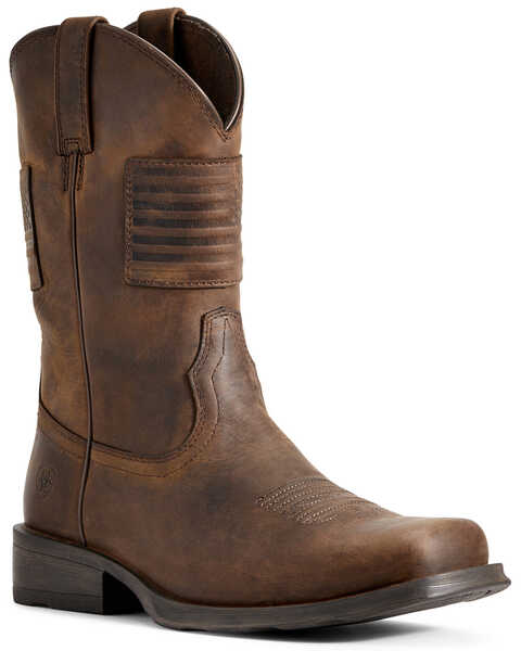 Ariat Men’s Rambler Patriot Distressed Western Performance Boots – Square Toe , Distressed Brown, hi-res