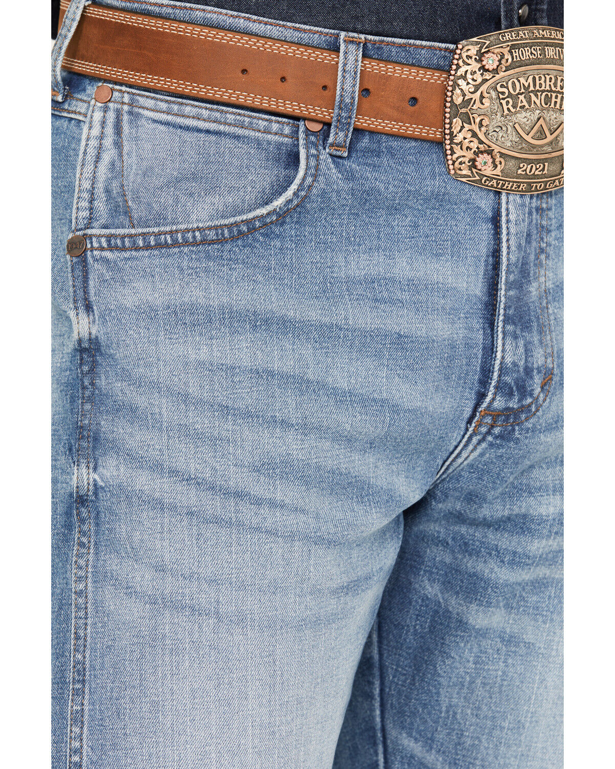 Image #2 - Wrangler Retro Men's Sage Medium Wash Relaxed Boot Stretch Denim Jeans, Light Medium Wash, hi-res