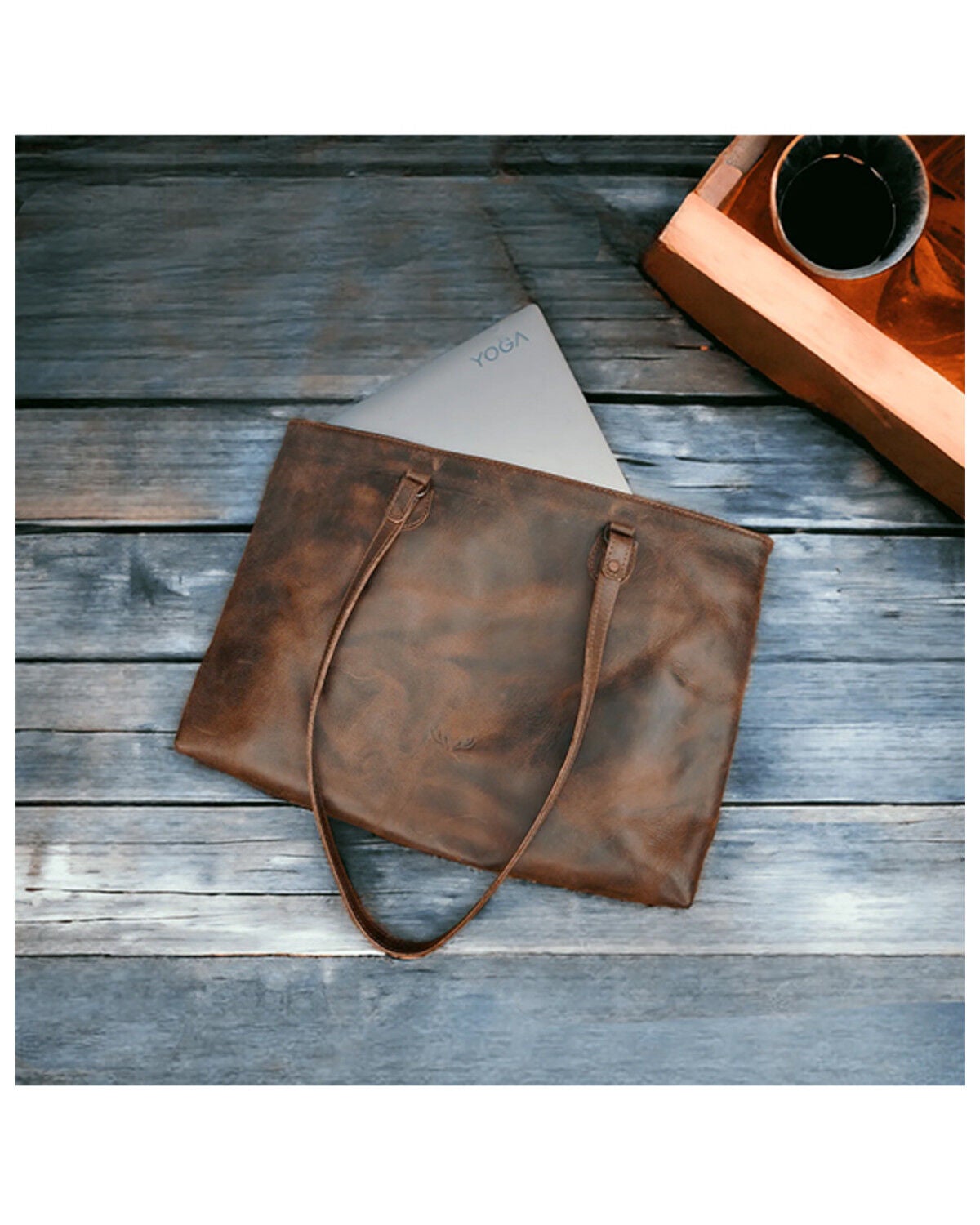 Image #5 - Ranch Junkie Women's Large Denali Leather Tote Bag, Brown, hi-res