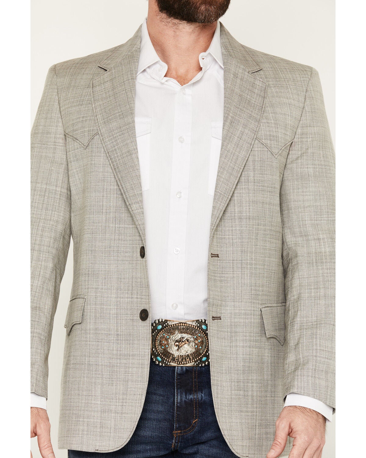 Image #3 - Circle S Men's Houston Button-Down Sportcoat, Heather Grey, hi-res