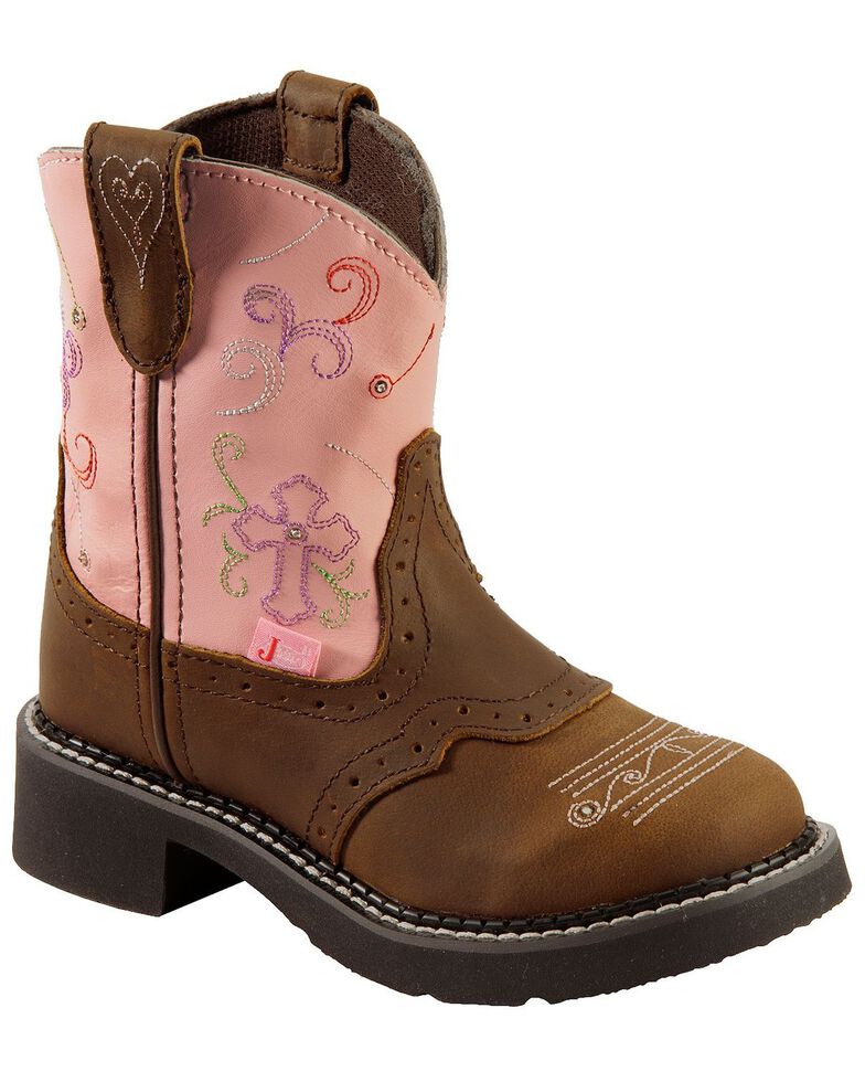 Justin Youth Gypsy Light Up Cross Embroidered Cowgirl Boots, Bay Apache, hi-res