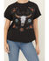 Image #3 - Idyllwind Women's Studded Bull Skull Short Sleeve Graphic Tee, Black, hi-res