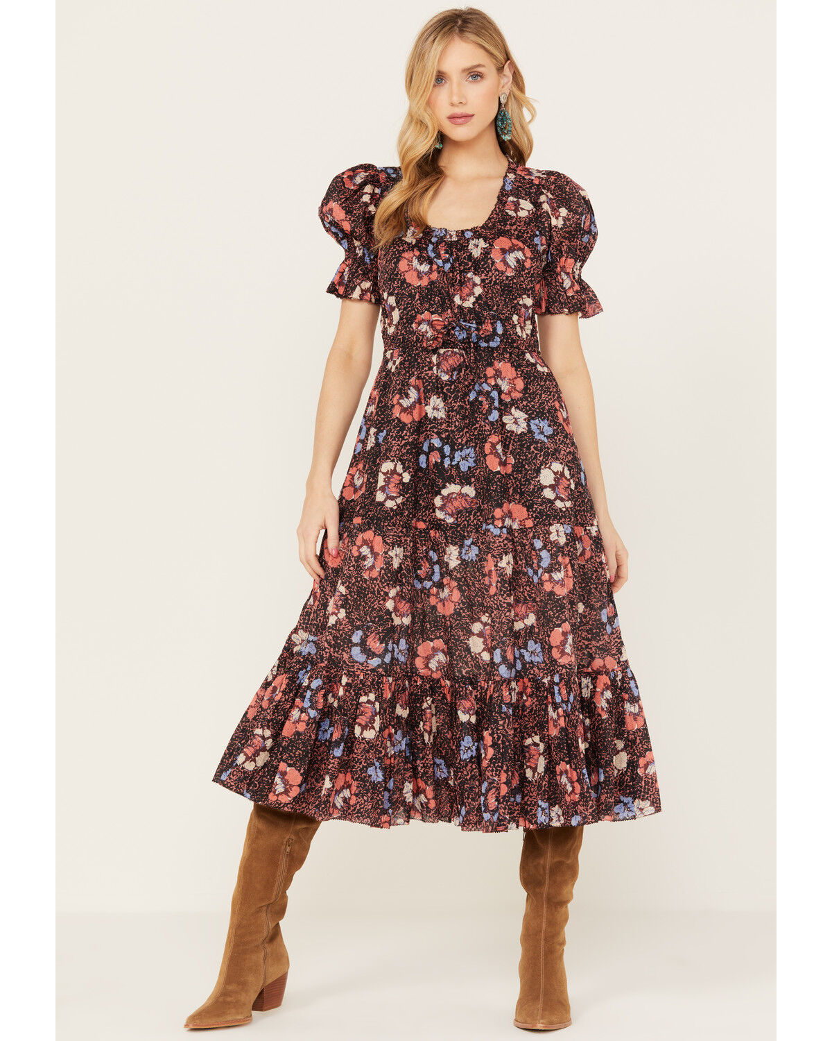 Image #1 - Cleobella Women's Multicolored Floral Caroline Midi Dress, Multi, hi-res