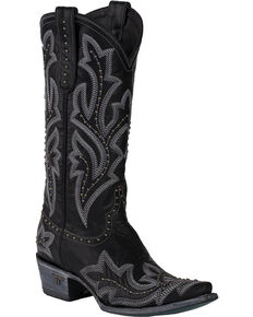 Lane Women's Saratoga Stud Cowgirl Boots - Snip Toe, Black, hi-res