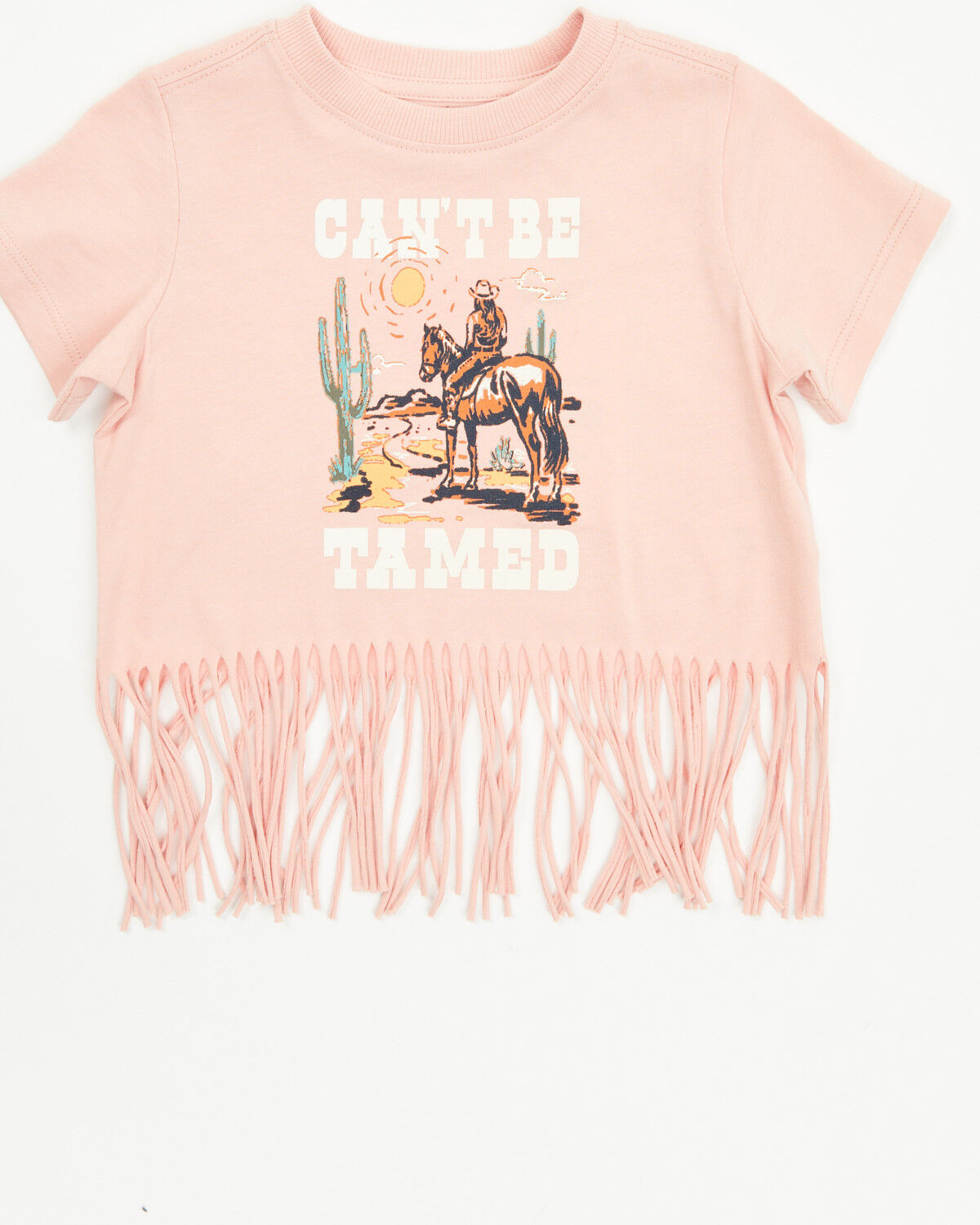 Image #1 - Shyanne Toddler Girls' Can't Be Tamed Short Sleeve Fringe Graphic Tee, Light Pink, hi-res