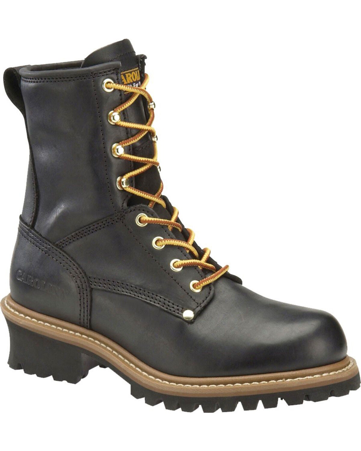 Carolina Men's 8" Logger Boots - Steel Toe, Black, hi-res