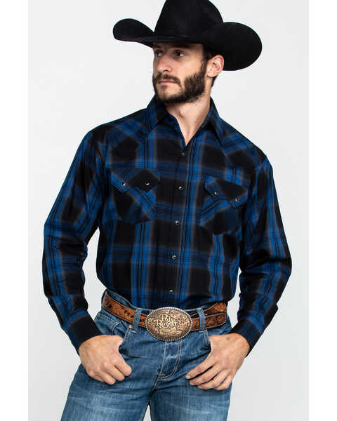 Ely Cattleman Men's Assorted Multi Large Plaid Long Sleeve Western Shirt - Tall , Multi, hi-res