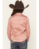 Image #4 - Shyanne Girls' Solid Long Sleeve Rhinestone Snap Stretch Western Shirt, Mauve, hi-res