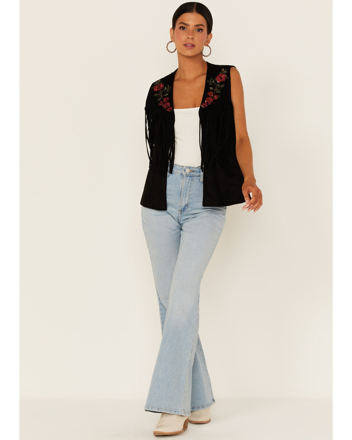 Image #2 - Maggie Sweet Women's Guajira Floral Fringe Vest, Black, hi-res
