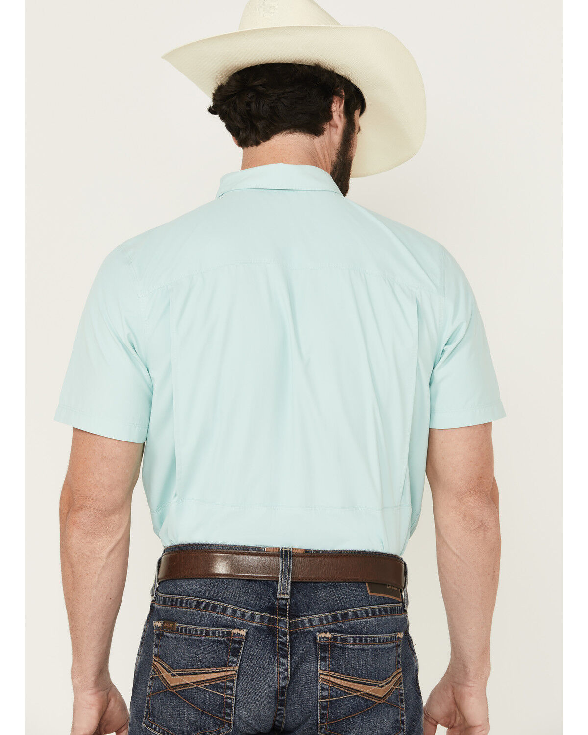 Image #4 - Ariat Men's VentTEK Outbound Solid Short Sleeve Button-Down Performance Shirt, Teal, hi-res
