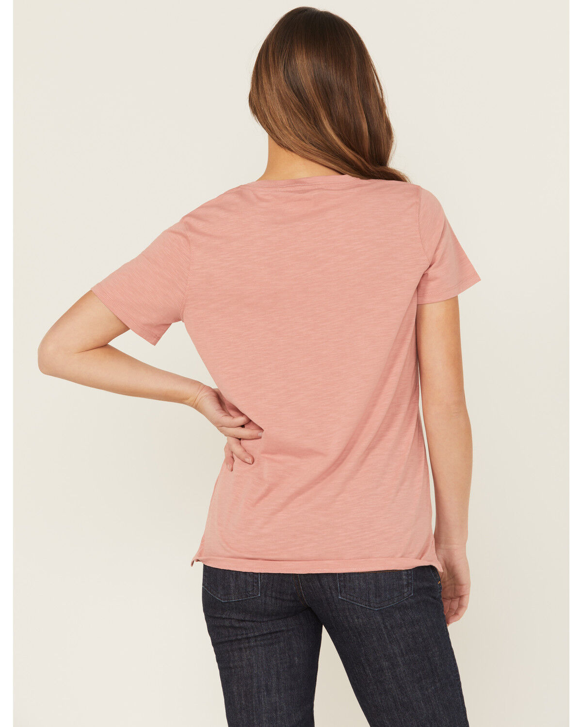 Image #4 - Carhartt Women's TENCEL™ Fiber Series Relaxed Fit Short Sleeve V-Neck Shirt, Rose, hi-res