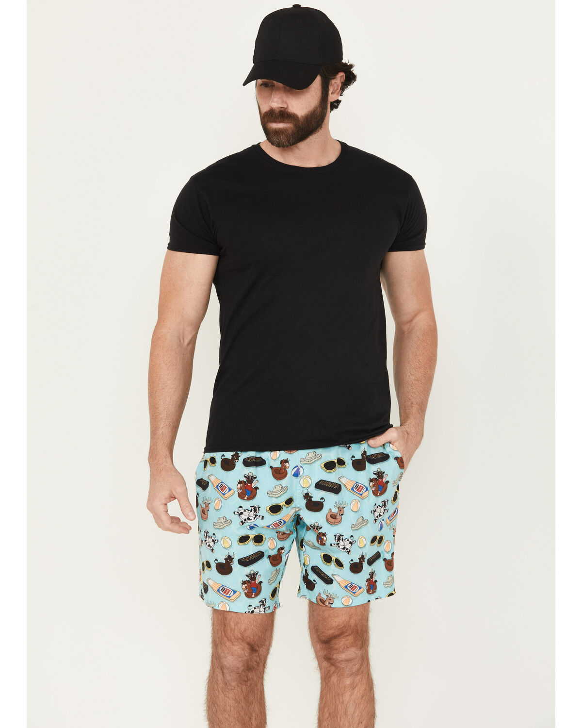 Image #1 - Cinch Men's Pool Party Print Stretch Board Shorts, Blue, hi-res