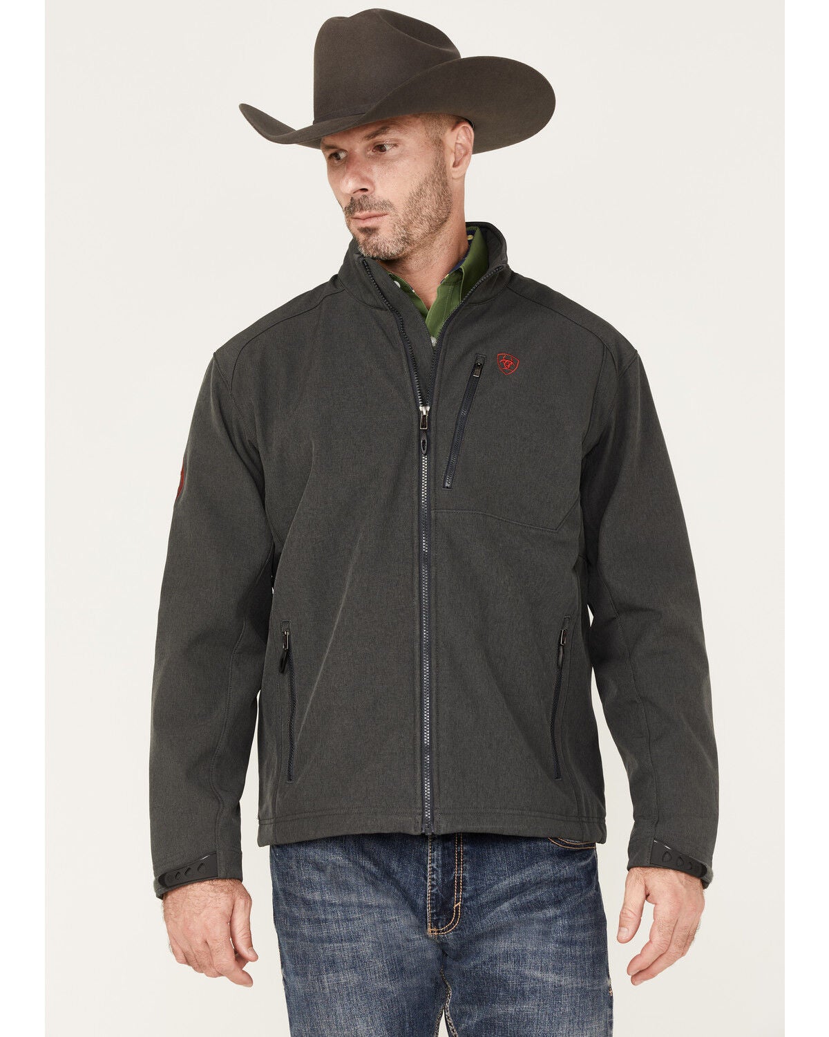 Ariat Men's Logo 2.0 Americana Softshell Jacket, Charcoal, hi-res