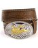 Nocona Boys' Floral Leather Belt , Brown, hi-res