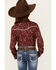 Image #4 - Shyanne Girls' Dakota Floral Print Long Sleeve Pearl Snap Western Shirt , Mahogany, hi-res