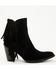 Image #2 - Lucchese Women's Maypop Fringe Side Zip-Up Booties - Round Toe, Black, hi-res