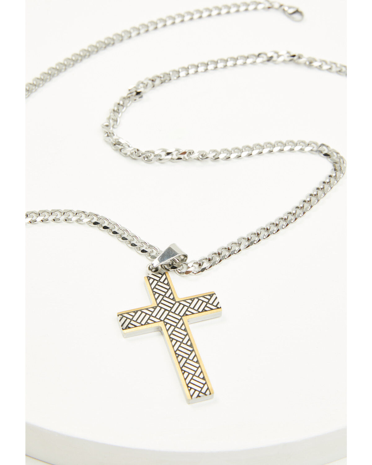 Image #3 - Cody James Men's Two-Tone Textured Cross Necklace, Silver, hi-res