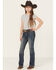 Image #3 - Grace in LA Girls' Medium Wash Floral Butterfly Pocket Bootcut Stretch Denim Jeans, Blue, hi-res