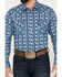 Image #3 - Cinch Men's Southwestern Print Long Sleeve Western Snap Shirt, Light Blue, hi-res