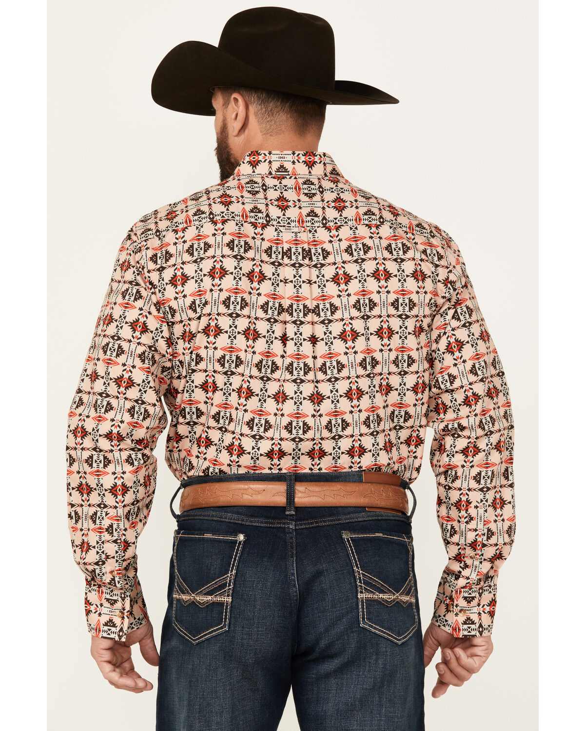 Image #4 - Rodeo Clothing Men's Southwestern Print Long Sleeve Snap Western Shirt, Tan, hi-res